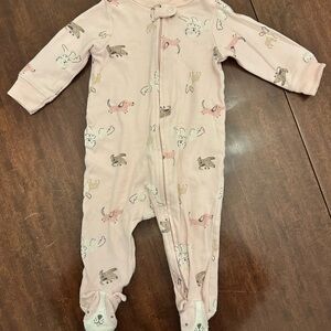 Footed One-Piece Pajamas with Adorable Puppy Print